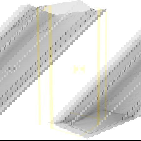 Mexen Mist Duo sprchový kout otevírací 85 x 85 cm, transparentní, zlatý kartáčovaný - 8A4-085-085-55-00