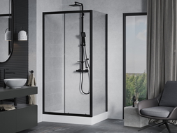 Mexen Apia sklápěcí sprchový kout 120 x 80 cm, průhledný, černý + sprchová vanička Rio - 840-120-080-70-00-4510