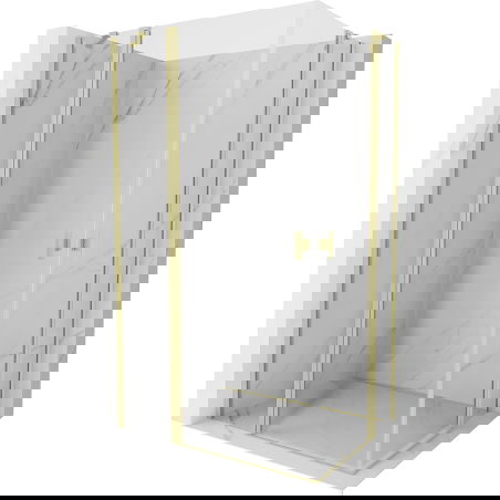 Mexen Mist Duo sprchový kout otevírací 100 x 95 cm, průhledný, zlatý kartáčovaný - 8A4-100-095-55-00