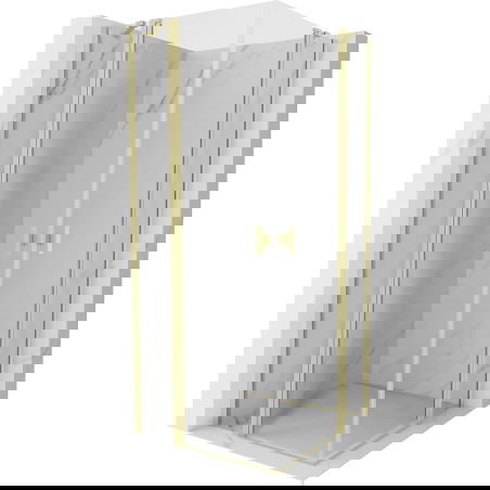 Mexen Mist Duo sprchová kabina s otevíracími dveřmi 120 x 120 cm, transparentní, kartáčovaná zlatá - 8A4-120-120-55-00