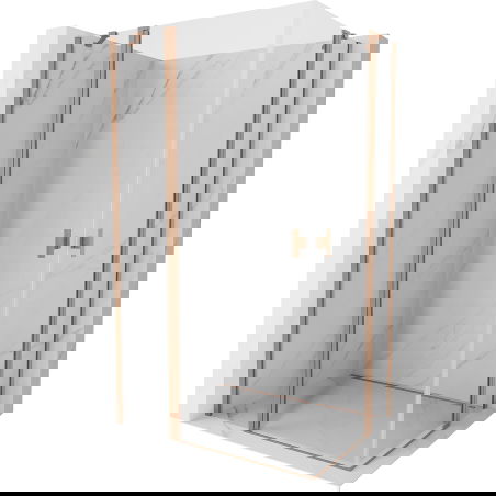 Mexen Mist Duo sprchový kout s otevíracími dveřmi 115 x 80 cm, transparentní, kartáčovaná měď - 8A4-115-080-65-00