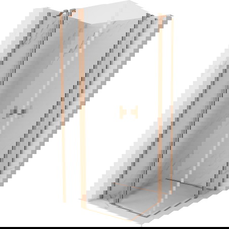 Mexen Mist Duo sprchová kabina otočná 85 x 85 cm, transparentní, kartáčovaná měď - 8A4-085-085-65-00