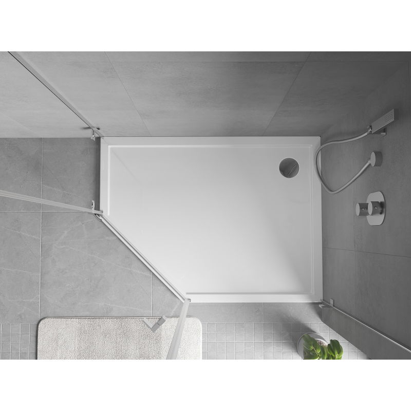 Mexen Flow pětiúhelníková vanička slim pravá 100 x 80 cm, bílý lesk - 46P108010R