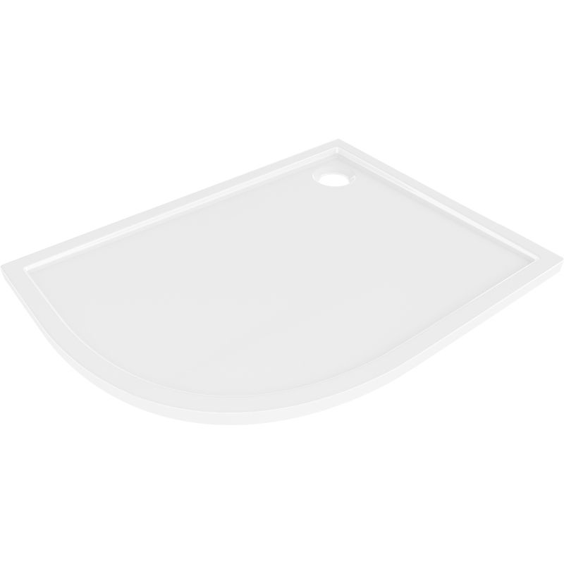 Mexen Flow čtvrtkruhový asymetrický slim pravý 90 x 80 cm, bílý lesk - 46Q108090R