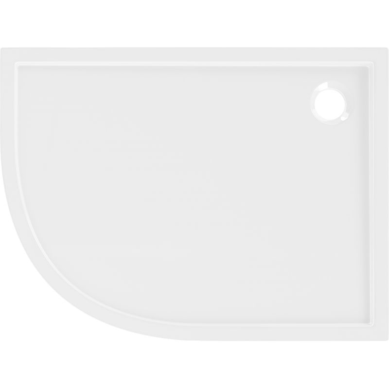 Mexen Flow půlkruhový asymetrický slim pravý 100 x 80 cm, bílý lesk - 46Q108010R