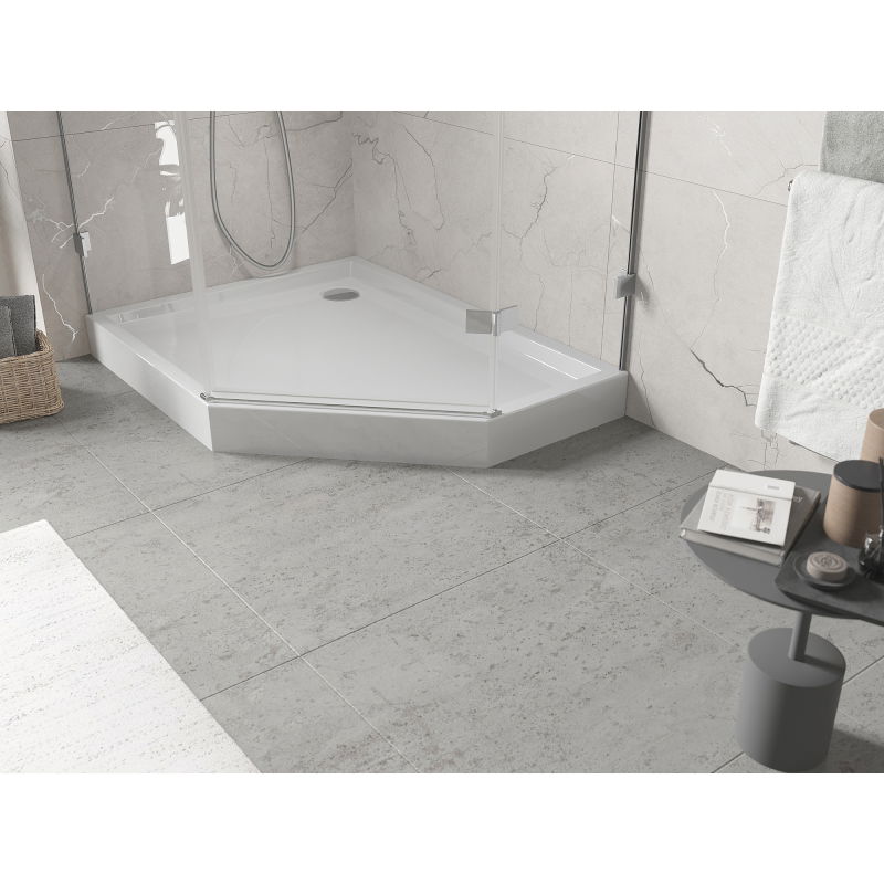 Mexen Flow+ pětiúhelníkový sprchový kout levý 100 x 80 cm, bílý lesk - 46P108010LH