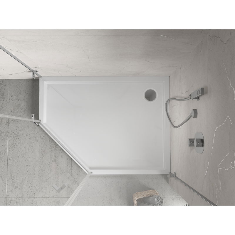 Mexen Flow+ pětiúhelníková sprchová vanička pravá 100 x 90 cm, bílý lesk - 46P109010RH