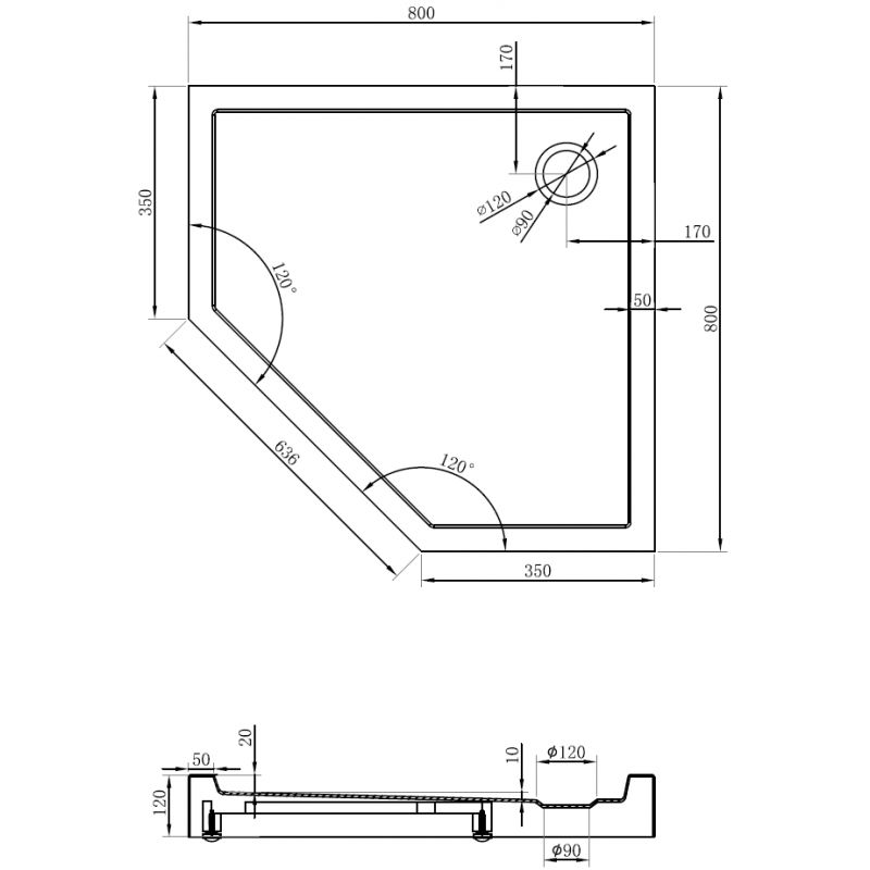 Mexen Flow+ pětiúhelníkový sprchový kout 80 x 80 cm, černý mat - 46P708080H