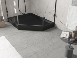 Mexen Flow+ sprchová vanička pětiúhelníková levá 100 x 90 cm, černý mat - 46P709010LH