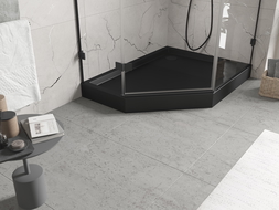 Mexen Flow+ sprchová vanička pětiúhelníková pravá 100 x 90 cm, černý mat - 46P709010RH