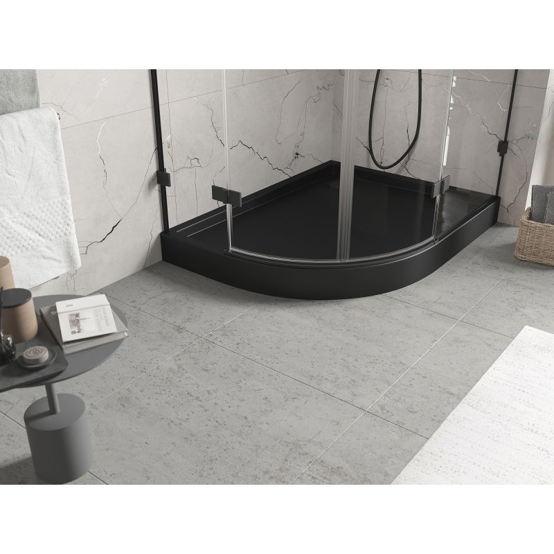 Mexen Flow+ půlkruhový asymetrický sprchový kout pravý 100 x 80 cm, černý mat - 46Q708010RH