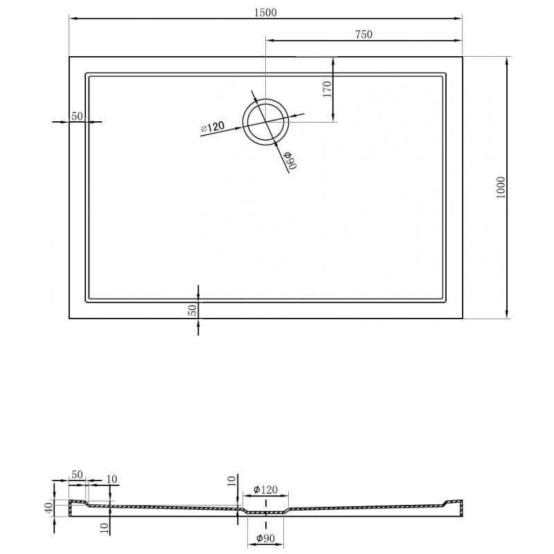 Mexen Flow obdélníkový sprchový kout slim 150 x 100 cm, bílý lesk - 46R101015