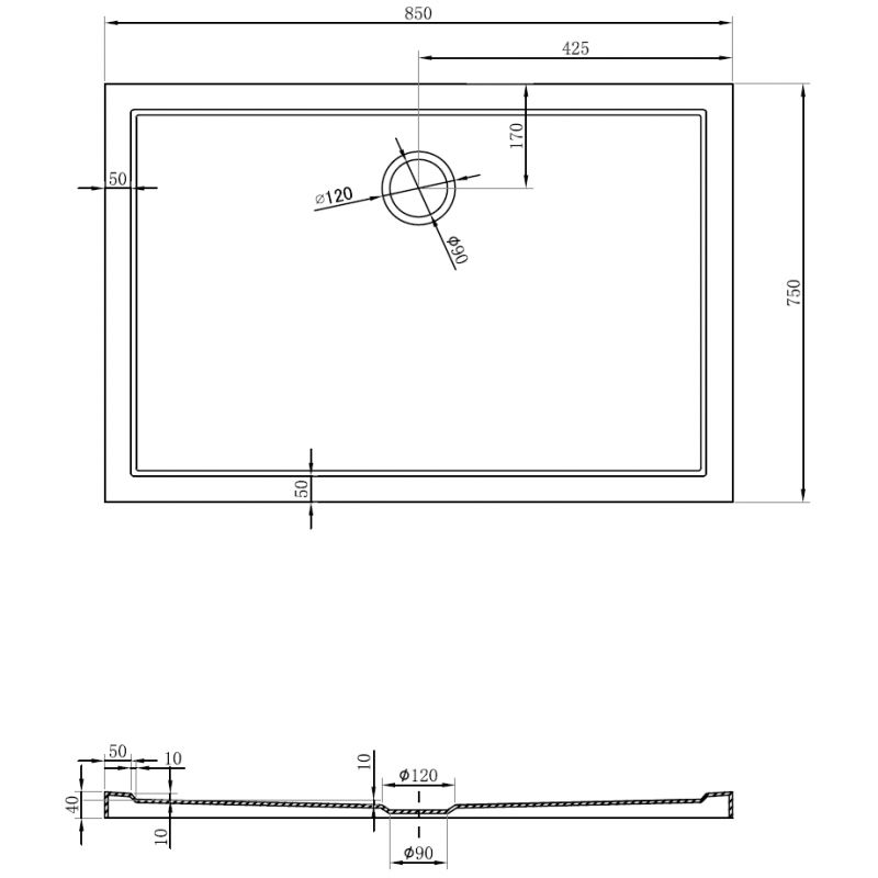 Mexen Flow obdélníkový sprchový kout slim 85 x 75 cm, bílý lesk - 46R107585