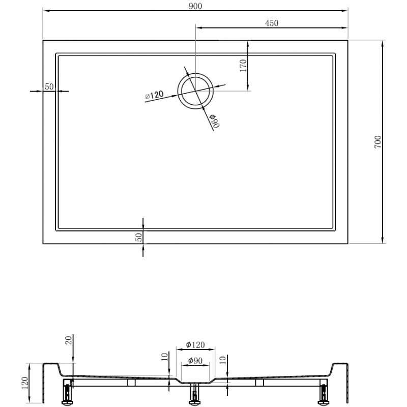 Mexen Flow+ obdélníkový sprchový kout 90 x 70 cm, černý mat - 46R707090H