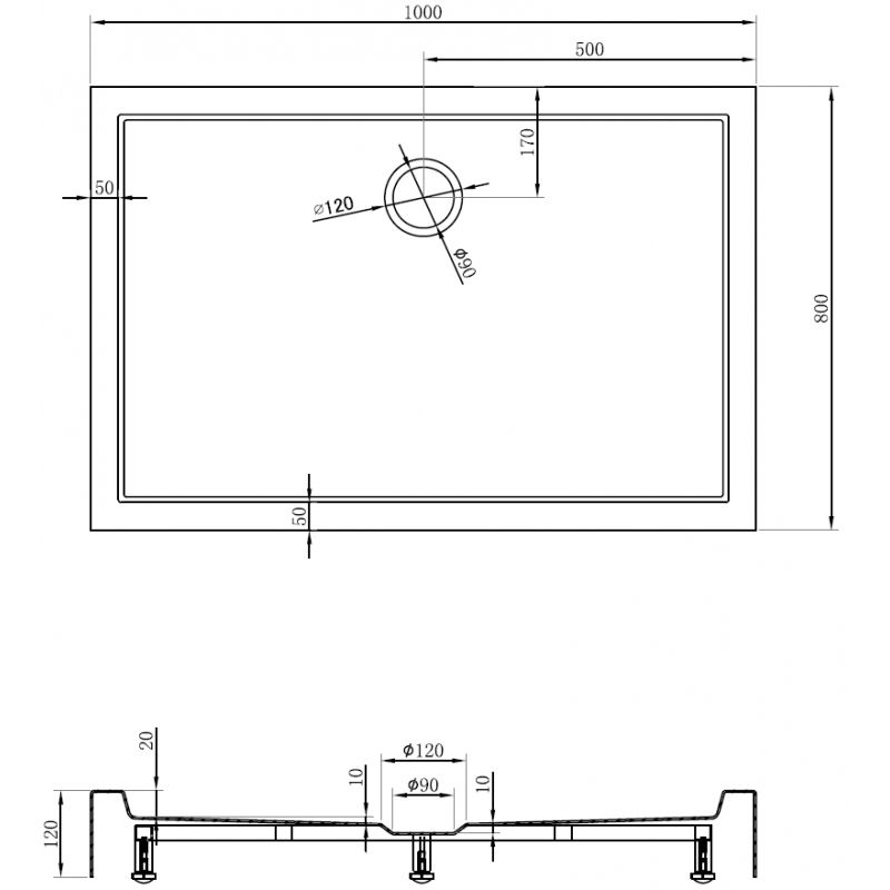 Mexen Flow+ obdélníkový sprchový kout 100 x 80 cm, bílý lesk - 46R108010H