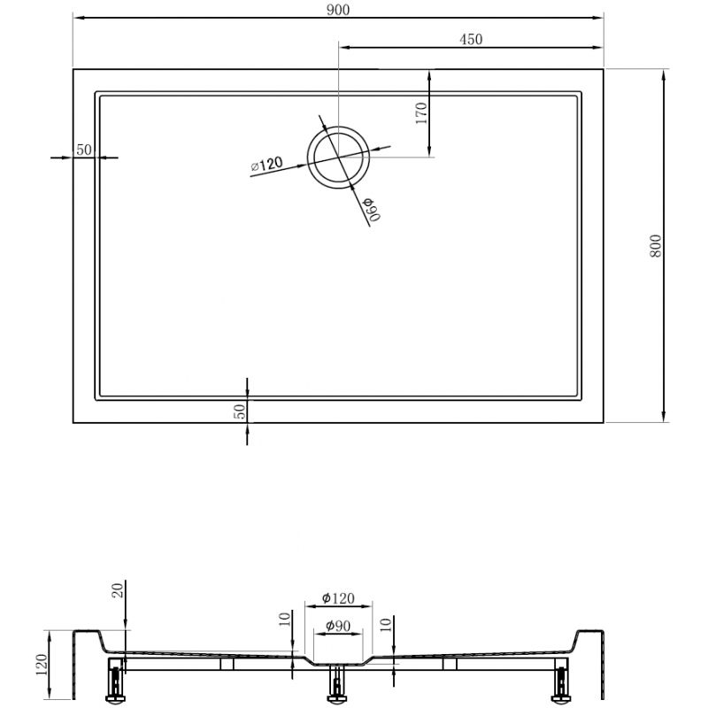 Mexen Flow+ obdélníková sprchová vanička 90 x 80 cm, černý mat - 46R708090H