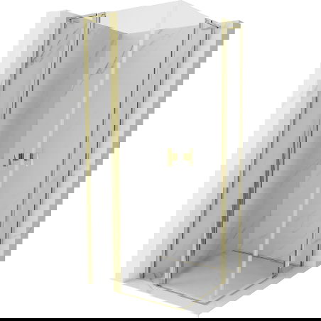 Mexen Mist L Duo sprchový kout s otvíracími dveřmi 100 x 100 cm, transparentní, zlatý - 8A4L-100-100-50-00