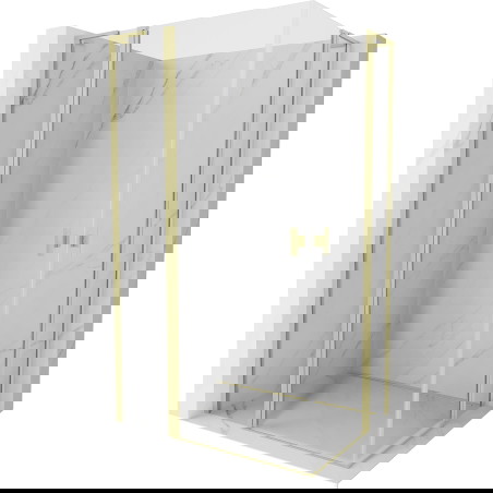 Mexen Mist L Duo sprchový kout s otvíracími dveřmi 95 x 90 cm, transparentní, kartáčované zlato - 8A4L-095-090-55-00