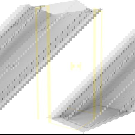 Mexen Mist L Duo sprchová kabina se dveřmi 100 x 100 cm, transparentní, zlatá kartáčovaná - 8A4L-100-100-55-00