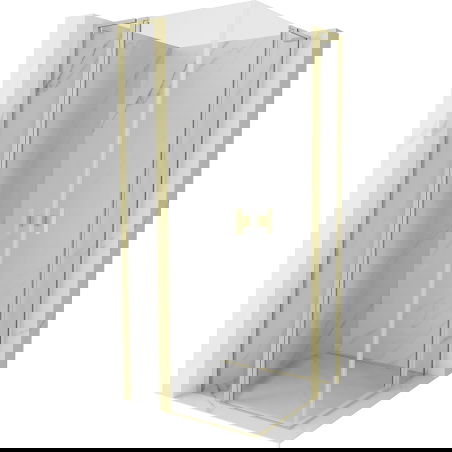 Mexen Mist L Duo sprchový kout s otočnými dveřmi 105 x 105 cm, průhledný, zlato kartáčované - 8A4L-105-105-55-00