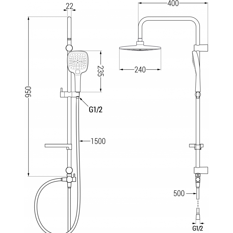Mexen X17 sprchový sloup, chrom - 798171791-00