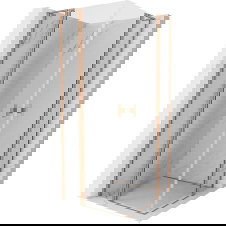 Mexen Mist L Duo sprchový kout otočný 95 x 95 cm, transparentní, kartáčovaná měď - 8A4L-095-095-65-00
