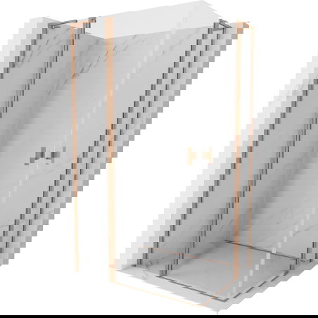 Mexen Mist L Duo sprchový kout otočný 95 x 90 cm, transparentní, kartáčovaná měď - 8A4L-095-090-65-00