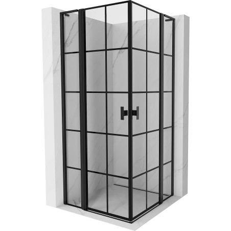 Mexen Mist L Duo sprchový kout s otočnými dveřmi 95 x 95 cm, černá mřížka, černý - 8A4L-095L-095P-70-77