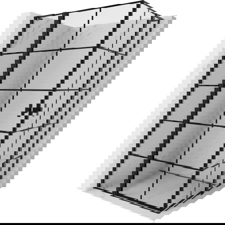 Mexen Mist L Duo sprchový kout otočný 115 x 105 cm, černá mřížka, černý - 8A4L-115L-105P-70-77