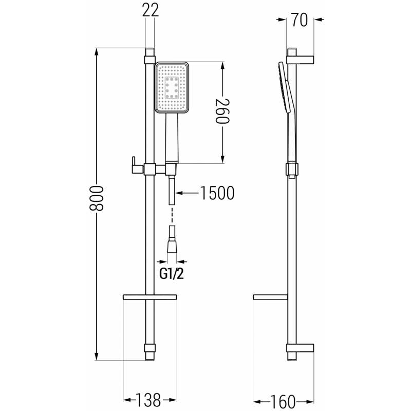 Mexen DQ54 posuvná sprchová souprava, černá/chrom - 785544581-17
