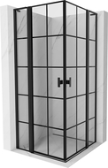 Mexen Mist L Duo sprchový kout s otevíracími dveřmi 120 x 120 cm, černá mřížka, černý - 8A4L-120L-120P-70-77