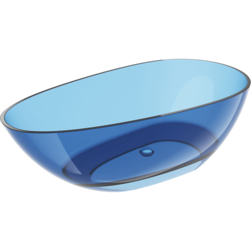 Mexen Glass džínsová volně stojící vana průhledná 170 x 85 cm, chromový uzávěr - 58061708507