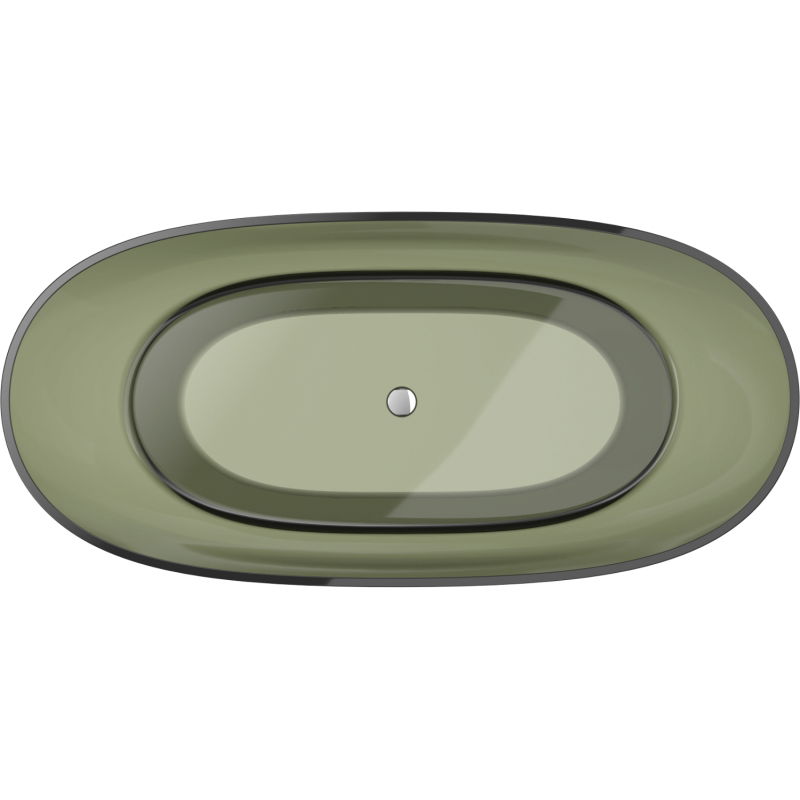 Mexen Pure olivová volně stojící vana průhledná 170 x 80 cm, chromová zátka - 58071708001