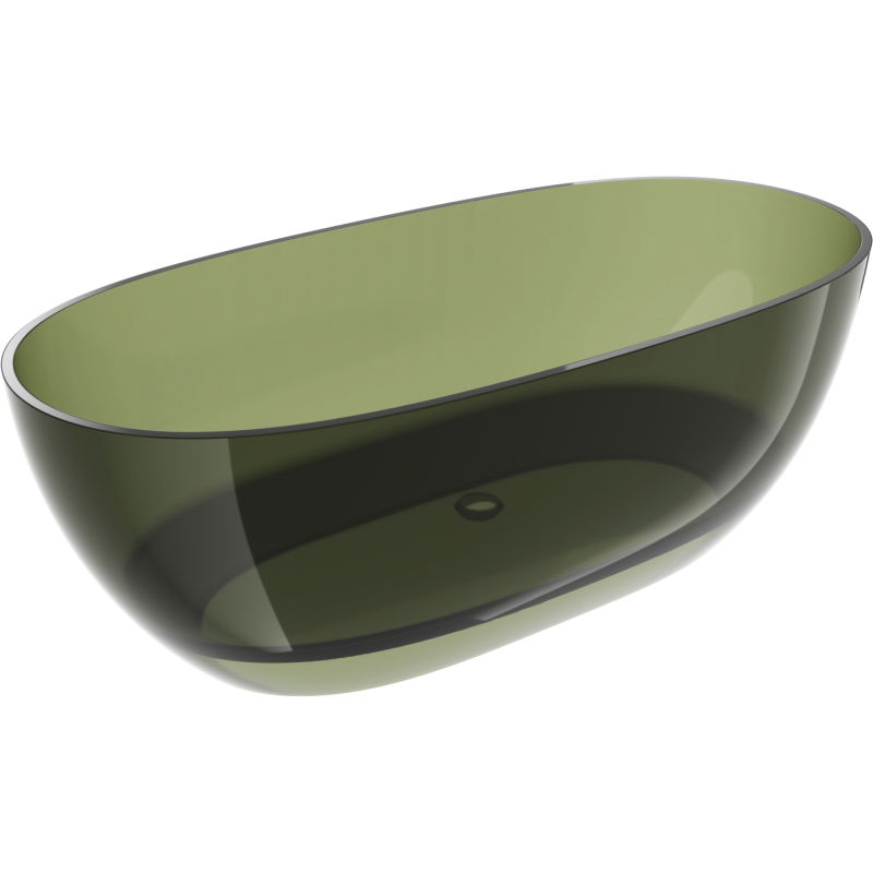 Mexen Pure olivová volně stojící vana průhledná 170 x 80 cm, chromová zátka - 58071708001