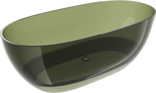 Mexen Pure olivová volně stojící vana průhledná 170 x 80 cm, chromová zátka - 58071708001