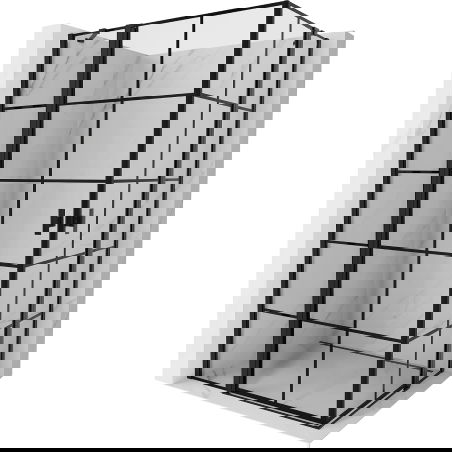 Mexen Mist Duo sprchový kout otevírací 115 x 90 cm, černá mřížka, černá - 8A4-115L-090P-70-77