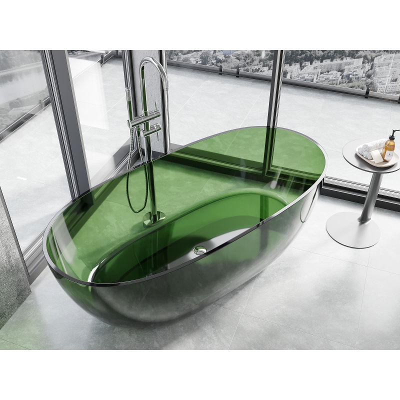 Mexen Pure lesní volně stojící transparentní vana 170 x 80 cm, chromová zátka - 58071708002