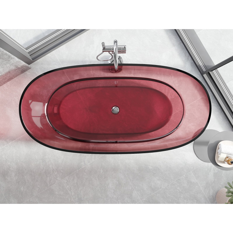 Mexen Pure volně stojící průhledná vana 170 x 80 cm, eosin, chromová zátka - 58071708003