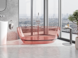 Mexen Pure samostatně stojící transparentní vana 170 x 80 cm, korálová, chromový uzávěr - 58071708004