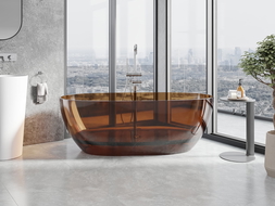 Mexen Pure earth volně stojící vana průhledná 170 x 80 cm, chromová zátka - 58071708005