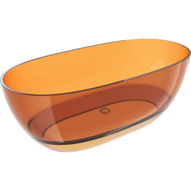 Mexen Pure rezavá volně stojící transparentní vana 170 x 80 cm, zátka chrom - 58071708006