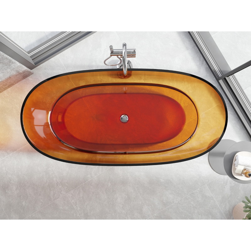Mexen Pure volně stojící průhledná vana 170 x 80 cm, rez, chromová zátka - 58071708006