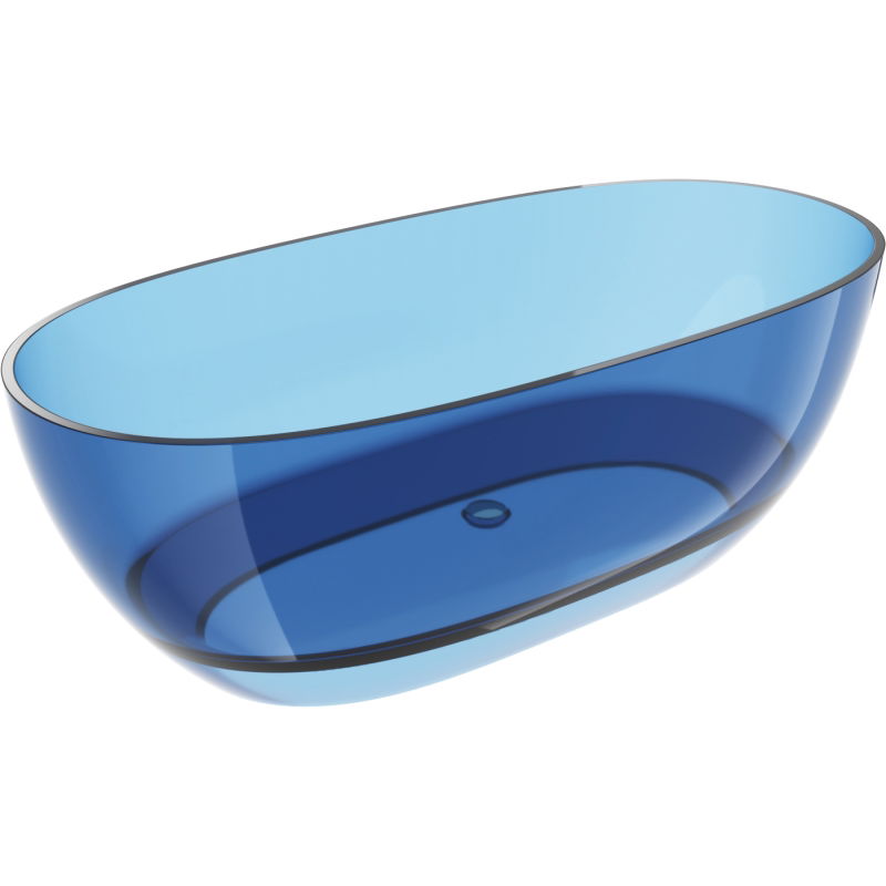 Mexen Pure denim volně stojící vana transparentní 170 x 80 cm, chromová zátka - 58071708007