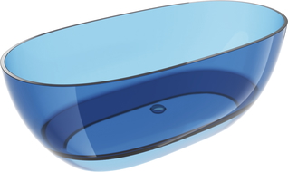 Mexen Pure denim volně stojící vana transparentní 170 x 80 cm, chromová zátka - 58071708007