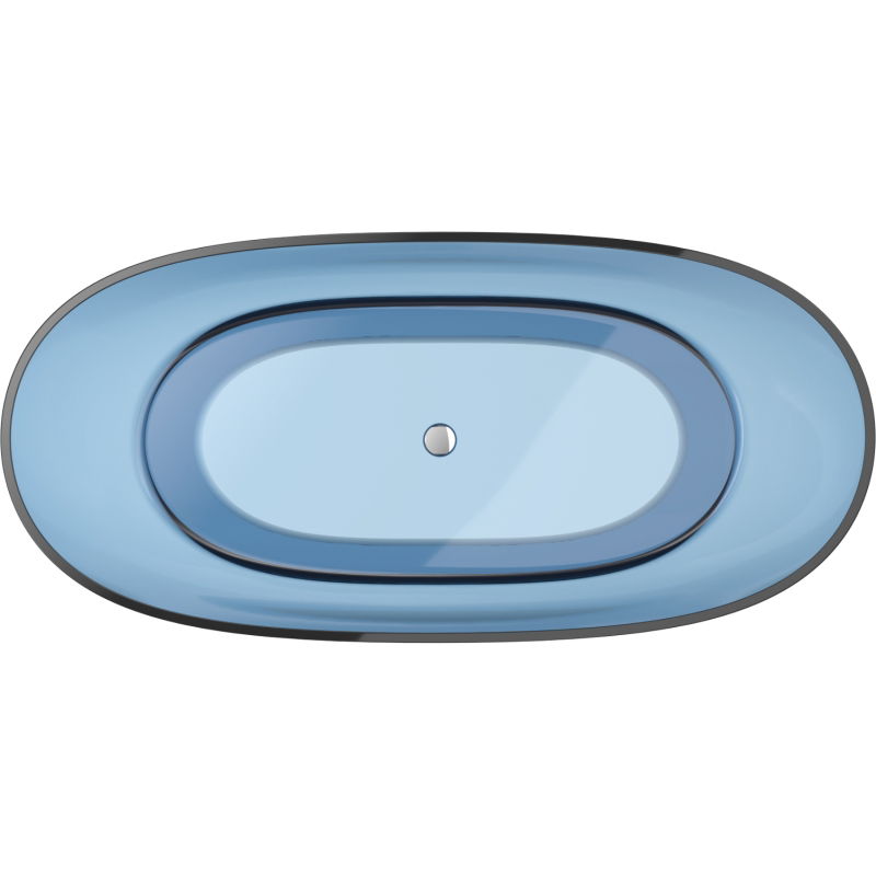 Mexen Pure denim volně stojící vana transparentní 170 x 80 cm, chromová zátka - 58071708007