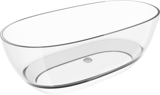 Mexen Pure čirá volně stojící vana transparentní 170 x 80 cm, zátka chrom - 58071708008