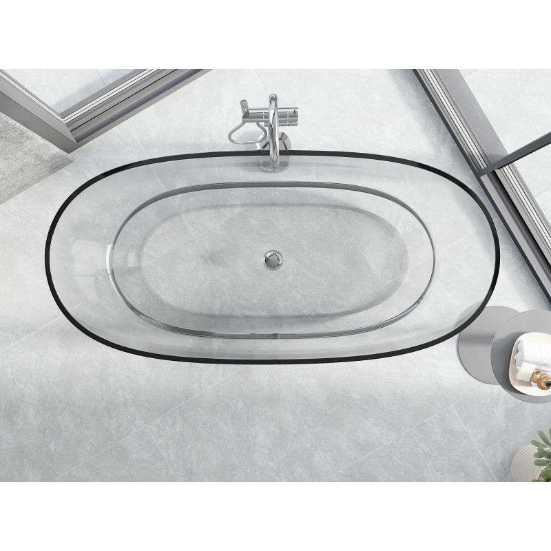 Mexen Pure volně stojící průhledná vana 170 x 80 cm, clear, chromová zátka - 58071708008