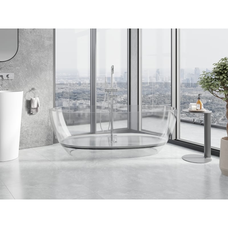 Mexen Pure čirá volně stojící vana transparentní 170 x 80 cm, zátka chrom - 58071708008