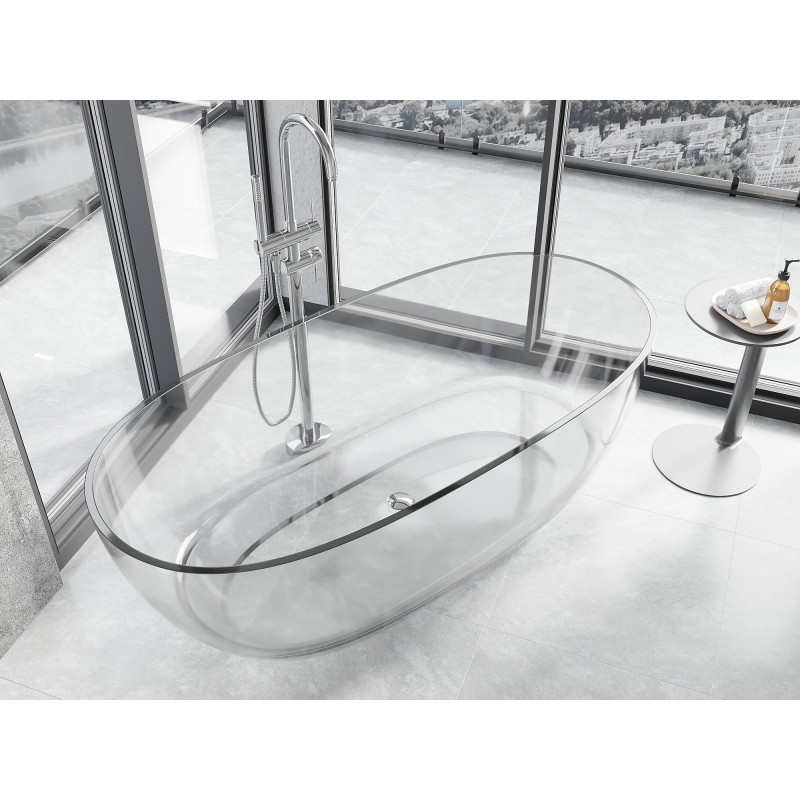 Mexen Pure volně stojící průhledná vana 170 x 80 cm, clear, chromová zátka - 58071708008
