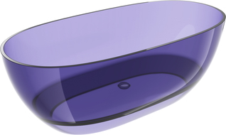 Mexen Pure tmavě modrá volně stojící transparentní vana 170 x 80 cm, chromová zátka - 58071708010